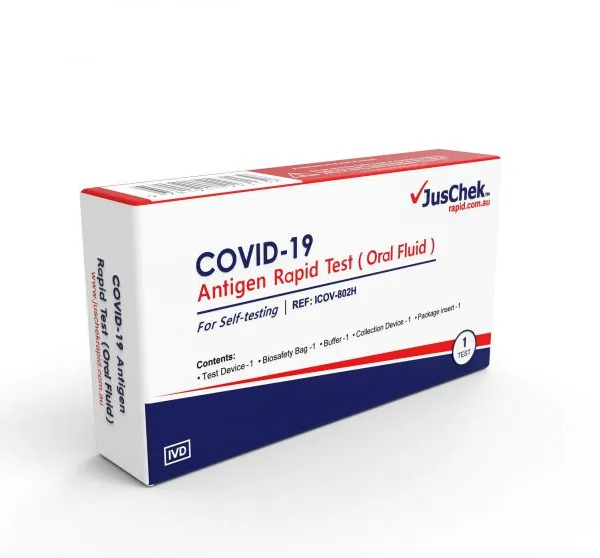 JusChek COVID-19 Rapid Antigen Test RATs (Oral Fluid) – 1 Pack