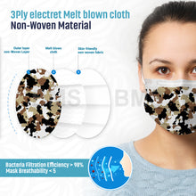 Load image into Gallery viewer, Brown Camouflage - Level 2 Single Use Face Mask 50 Masks Per Box
