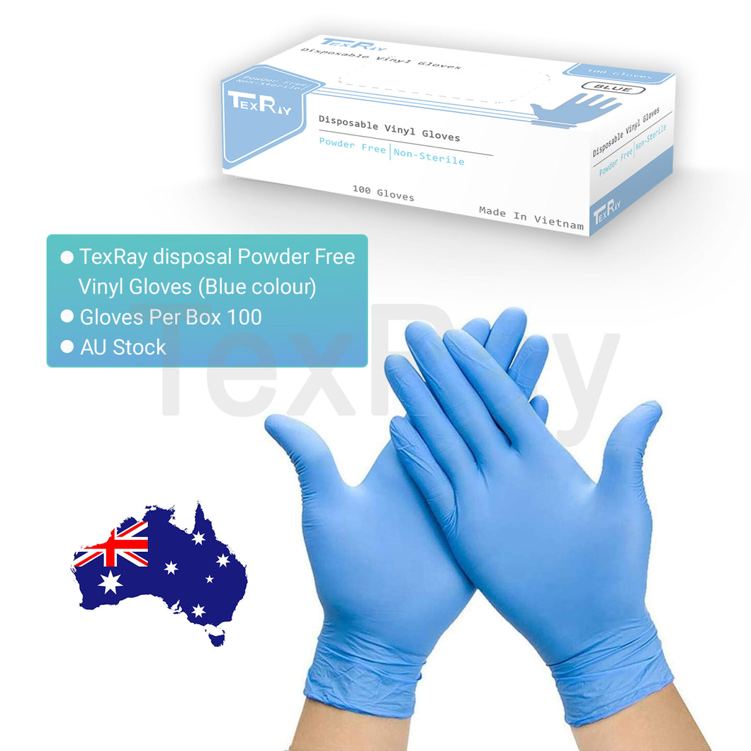 TexRay Vinyl Gloves 10 Gloves Per Box  - Blue