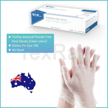 Load image into Gallery viewer, TexRay Vinyl Gloves 10 Gloves Per Box - Clear
