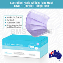 Load image into Gallery viewer, Face Mask for Kids - Level 1 - Made in Australia 50 pcs
