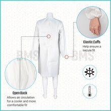 Load image into Gallery viewer, Medical Grade Level 3 White Isolation Gowns - 72gsm, 25 units per bag
