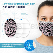 Load image into Gallery viewer, Pink Leopard - Level 1 Single Use Face Mask 10 Masks Per Bag
