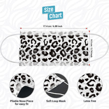 Load image into Gallery viewer, Black &amp; White Leopard - Level 1 Single Use Face Mask 10 Masks Per Bag
