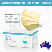 Load image into Gallery viewer, Yellow - Level 2 Single Use Face Mask 50 Masks Per Box
