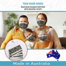 Load image into Gallery viewer, Dark Green Camouflage - Level 2 Single Use Face Mask 50 Masks Per Box
