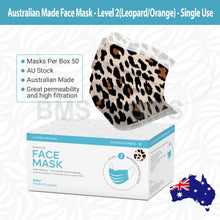 Load image into Gallery viewer, Orange Leopard - Level 2 Single Use Face Mask 50 Masks Per Box
