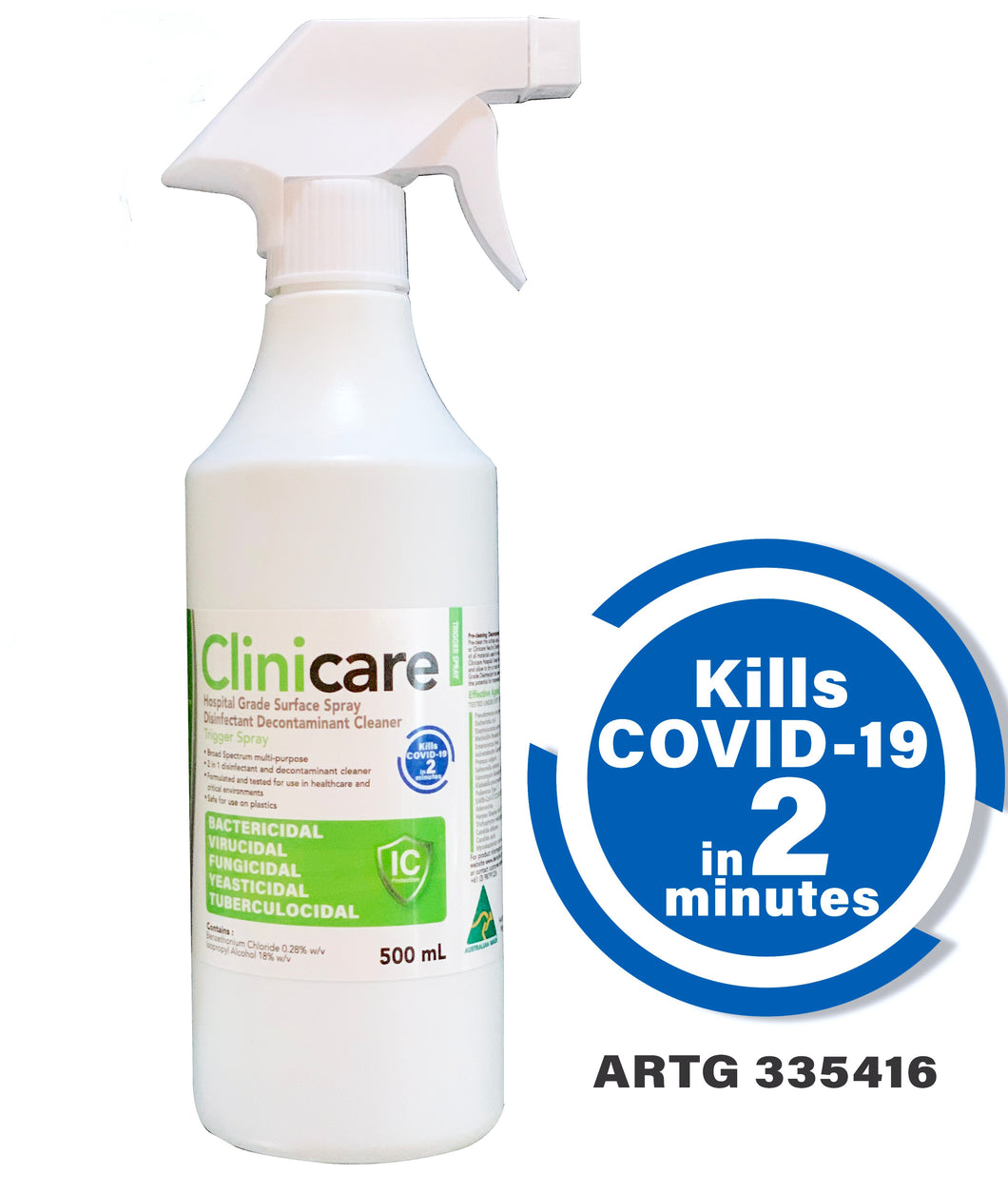 Clinicare Hospital Grade Disinfectant Surface Spray 500mL