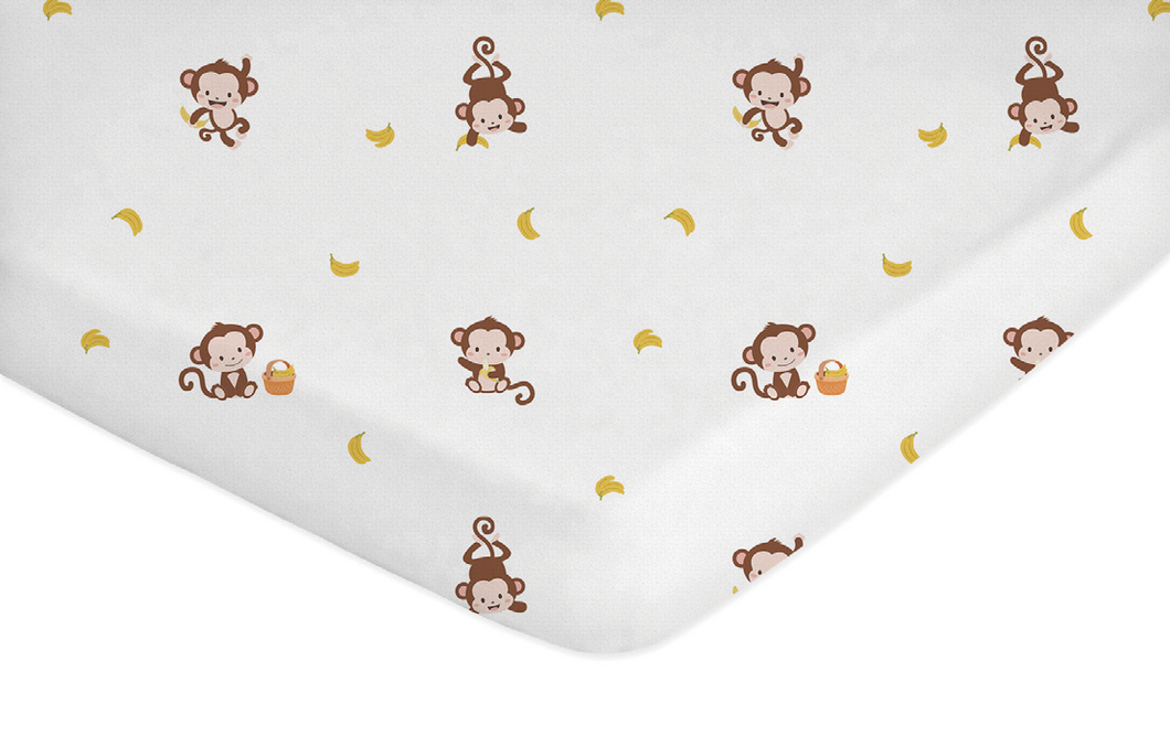 Printed Toddler Cot Fitted Sheet - Monkey