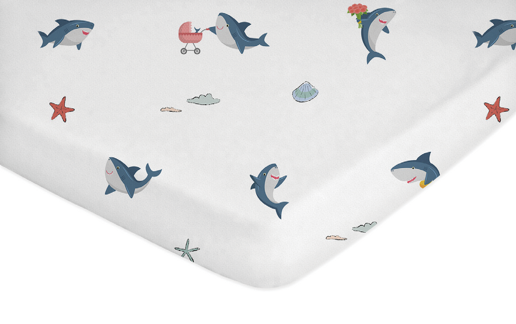 Printed Toddler Cot Fitted Sheet - Shark